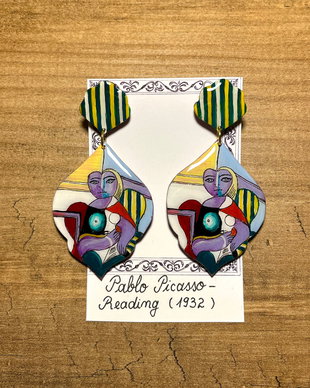 Cercei pictati manual dupa Pablo Picasso