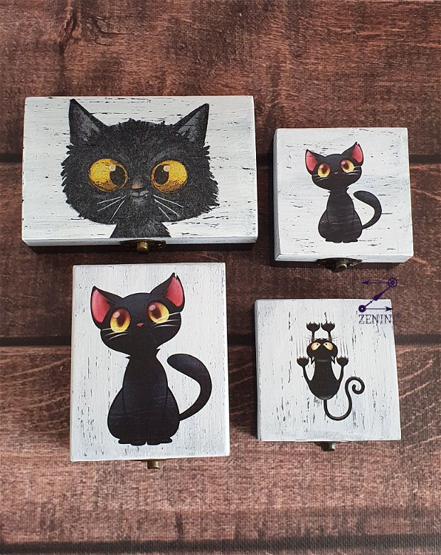 Cutie pisica neagra, cutie bijuterii pisica, cutie pisica ochioasa, cutie pisici negre, cutie amintiri pisica