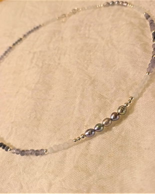Colier choker argint safir iolit angelit perle de cultura