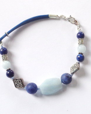 Bratara acvamarin si lapis lazuli