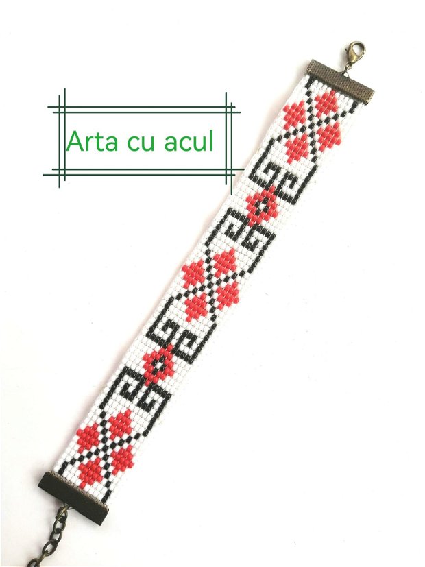 Brățară tradiționala românească țesuta manual din margele