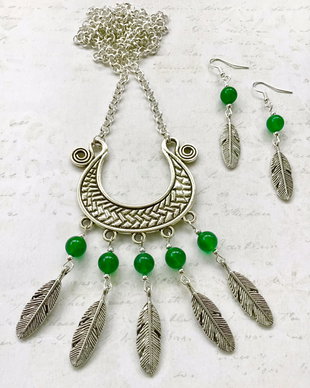 Colier boho Jad verde