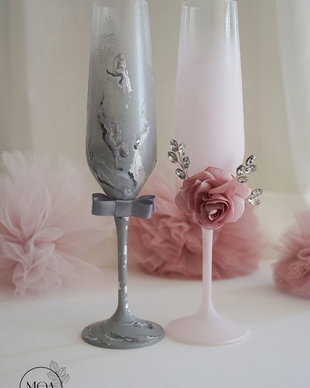 Set de pahare de cristal pentru miri / nunta
