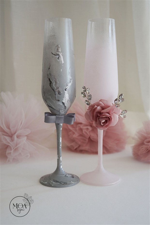 Set de pahare de cristal pentru miri / nunta