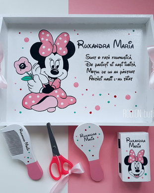 Tava taierea motului Minnie pictata manual personalizata