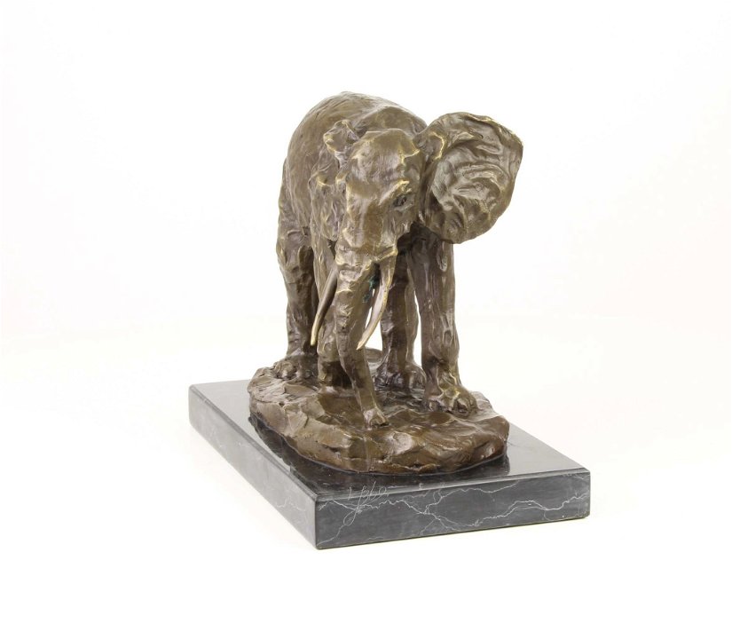 Elefant - statueta din bronz pe soclu din marmura