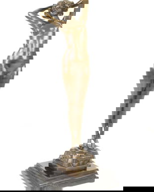 Dansatoare trezita - statueta din bronz pe soclu din marmura