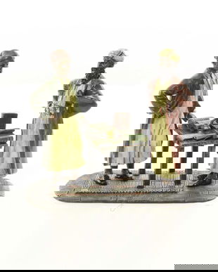 Doi scribi arabi-statueta din bronz pictat