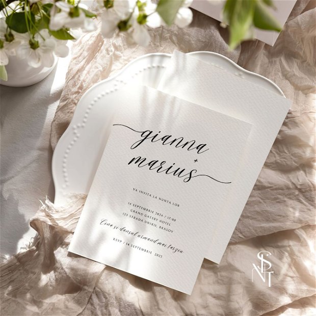 Invitatie pentru nunta - carton texturat