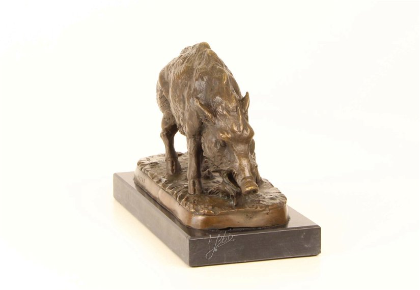 Porc mistret - statueta din bronz pe soclu din marmura