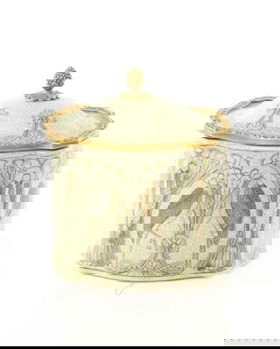 Bomboniera Art Nouveau din portelan Craquele cu bronz