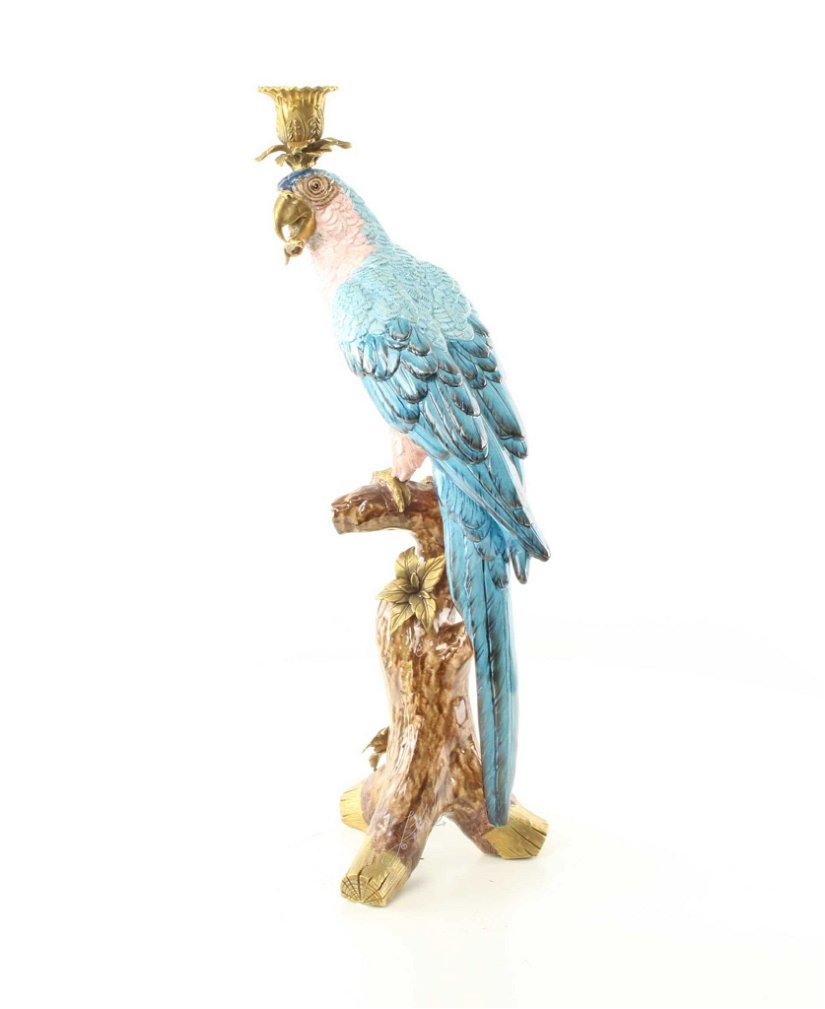 Sfesnic papagal din portelan cu bronz