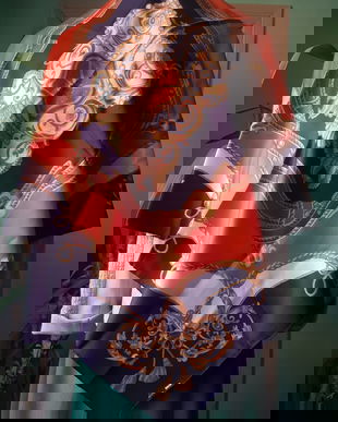 Esarfa matase naturala maron-orange