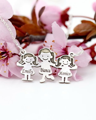 Lantisor/Colier / Familia Mea / My family/ 3 membrii / Argint 925