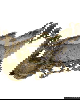 Fructiera din portelan cu ingerasi din bronz