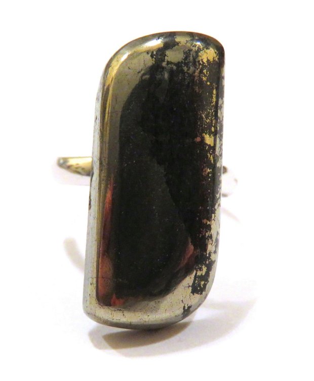 Inel Pirita in magnetit si Argint 925 - IN480 - Inel negru reglabil, inel auriu, cadou romantic, bijuterii cadou, inel cadou, cristaloterapie, cristale vindecatoare