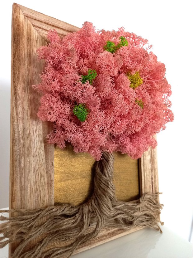Arbore din funie și licheni roz