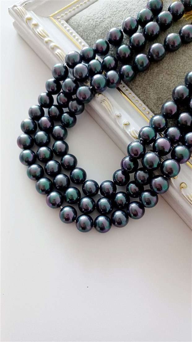 Perle tip Mallorca, negru hematit 10mm, cod perle4 - 1 buc