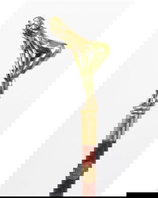 Baston din lemn de mahon cu maner din bronz