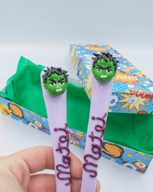 Set tacâmuri Hulk | Personalizat handmade | Lut polimeric