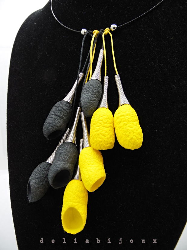 Colier handmade statement unicat - coconi de matase (cod798)