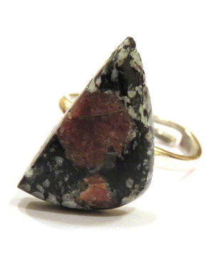 Inel Rubin in Spinel si Argint 925 - IN558 - Inel pietre semipretioase, inel negru reglabil, inel cadou,  cadou sotie, cristale vindecatoare