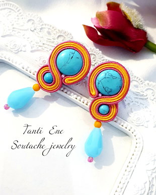 Cercei pe lob, Cercei soutache turcoaz