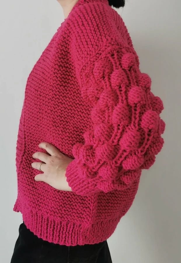 Cardigan fuchsia- tricotat
