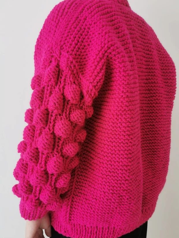 Cardigan fuchsia- tricotat