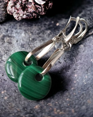Cercei malachit natural cu accesorii de argint 925