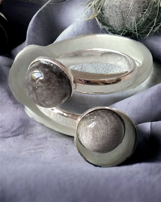 Inel din Argint 925 cu obsidian argintiu