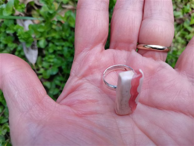 Inel Rodocrozit si Argint 925 - IN1166 - Inel pietre semipretioase, inel roz reglabil, bijuterii rodocrozit, bijuterii cadou, cadou romantic, cristale vindecatoare, cristale de colectie