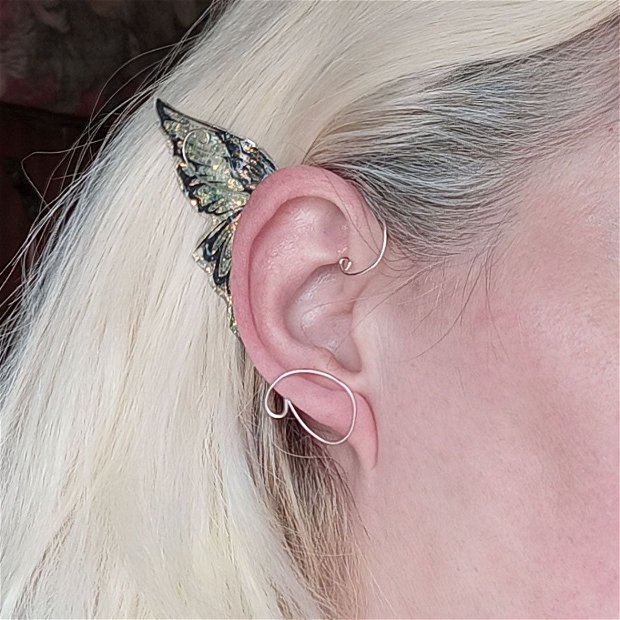 Cercei ear wrap Green Wings - pereche