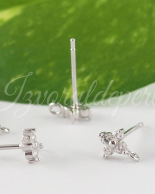 Baza cercei, argint 925 si cubic zirconia (1per)
