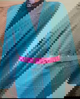 Sacou stofa fina, verde-turcoaz