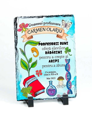 Placa de ardezie - cadou personalizat profesor biologie