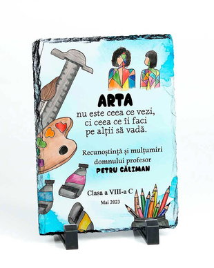 Placa ardezie personalizata - cadou pentru profesor desen