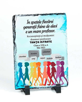 Placa ardezie personalizata - cadou profesor educatie civica