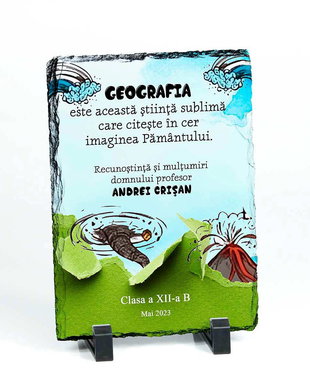 Piatra ardezie personalizata - cadou profesor geografie