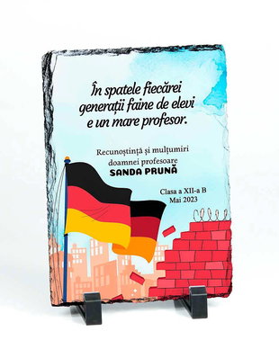 Piatra ardezie personalizata - cadou profesor limba germana