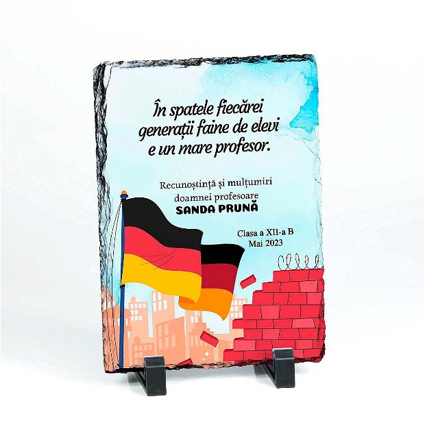 Piatra ardezie personalizata - cadou profesor limba germana