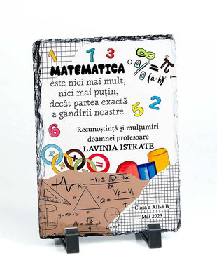 Piatra ardezie personalizata - cadou profesor matematica