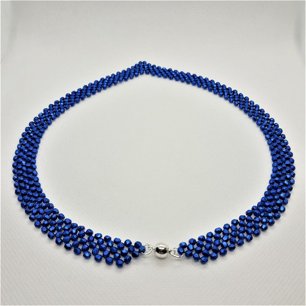 Colier elegant Doris-albastru metalic