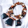 Colier din agate naturale, perle de cultura si hematit cu pandantive de agat
