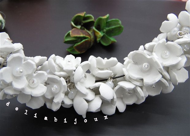 Colier handmade statement unicat -floral - foamiran (cod802)