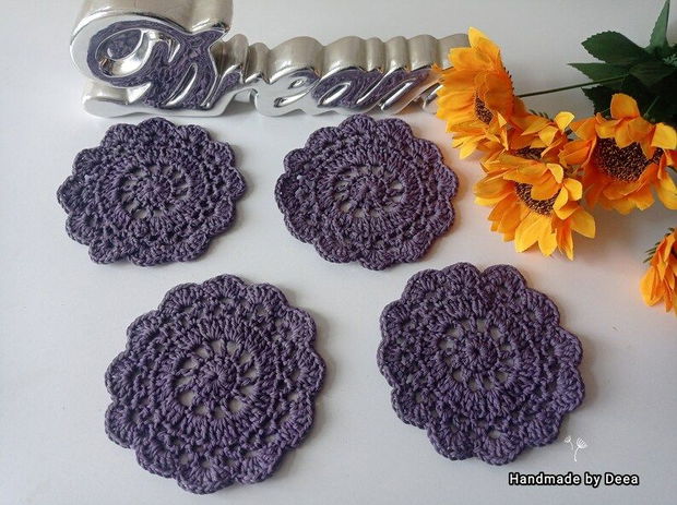 Set suport pahare/cani crosetate/ coaster