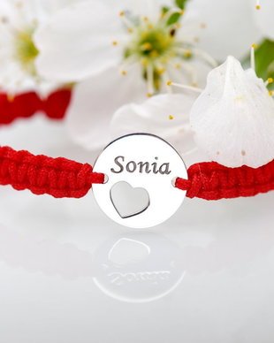 Bratara reglabila personalizata / Banut / Charm 1.2 mm Argint / Inimioara/ Nume