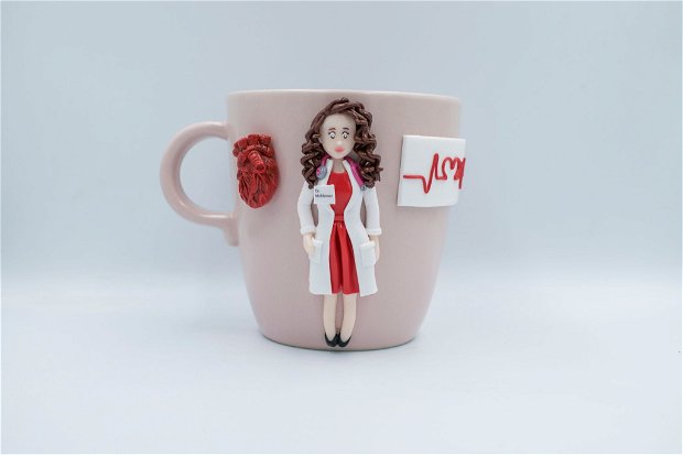 Cană Doctor Cardiolog | Personalizată handmade | Lut polimeric