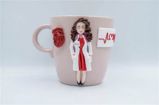 Cană Doctor Cardiolog | Personalizată handmade | Lut polimeric