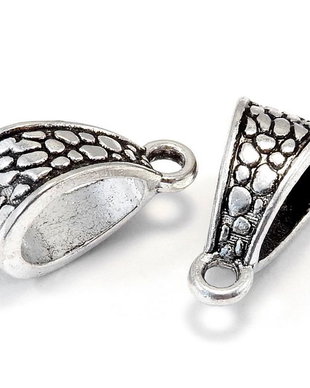 Margele din metal cu agatatoare, argintiu antichizat, 14.5x7.5x8.5 mm